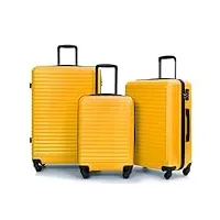 athrz lot de 3 valises m-l-xl en pvc de qualité supérieure - robuste et légère et élégante pour un voyage confortable et un transport sûr, style 10 orange