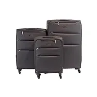 cordelia lot de 3 valises, noir, ensemble de valises de haute qualité avec 4 roulettes pivotantes pour un transport facile.