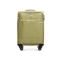 wittchen mira line valise cabine bagages à main bagage souple petit bagage valise en polyester poignee manche télescopique quatre roulettes pivotantes serrure à combinaison tsa taille s vert