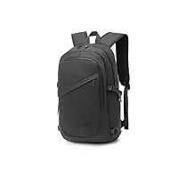 kono sac à dos antivol pour ordinateur portable 15,6" avec port de charge usb, sac léger, résistant à l’eau, pour femme et homme, pour voyages, affaires, université, école, a-noir, l, décontracté