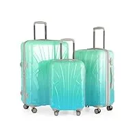 suitline - set de 3 valise bagages rigide, (s, m, l), dégradé de couleur, polycarbonate brillant, northern lights