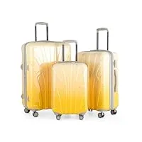 suitline - set de 3 valise bagages rigide, (s, m, l), dégradé de couleur, polycarbonate brillant, safari sunrise