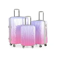 suitline - set de 3 valise bagages rigide, (s, m, l), dégradé de couleur, polycarbonate brillant, sakura
