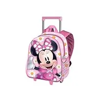 minnie mouse pretty-sac à dos 3d à roulettes petit, rose, 26 x 34 cm, capacité 12,5 l