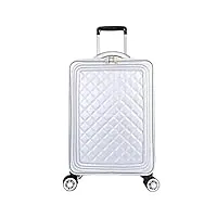 bagage valise de voyage bagage de voyage portable, bagage À main robuste et droit sur le côté souple avec 4 roues pivotantes pour femmes bagage cabine bagages à roulettes (color : white, size : 18in