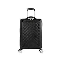 bagage valise de voyage bagage de voyage portable, bagage À main robuste et droit sur le côté souple avec 4 roues pivotantes pour femmes bagage cabine bagages à roulettes (color : black, size : 16in