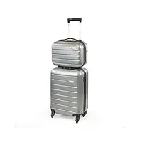 pierre cardin voyager valise rigide – bagage de voyage avec 4 roues pivotantes | poignée télescopique | valise à coque rigide cl893, gris charbon, small & underseat, ensemble de bagages