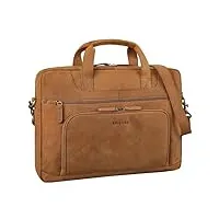 stilord 'cyrus' grand sac ordinateur 17 pouces homme cuir vintage sac d'affaire cuir véritable sac à bandoulière pour laptop 17,3 pouces travail voyage, couleur:tan - marron - scuro