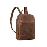 stilord 'willis' grand sac a dos cuir pour femmes et hommes business backpack de travail college voyage sac à dos ordinateur 15 pouces en cuir véritable, couleur:marron moyen