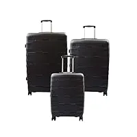 a1 fashion goods arcturus valise robuste à 8 roues en polypropylène léger et extensible, noir , set of 3 (c-m-l), valise