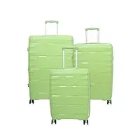 a1 fashion goods arcturus valise robuste à 8 roues en polypropylène léger et extensible, vert citron, set of 3 (c-m-l), valise