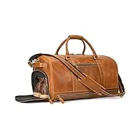 sac weekend cuir vintage pour homme - sac de voyage bagage à main sac cabine à bandoulière pour les voyages, les voyages d'affaires, les escapades de week-end (brun clair)