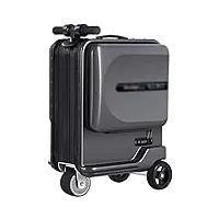 bagage électrique 20 pouces, valise de cabine motorisée intelligente pour adultes/adolescents – capteur led intelligent usb, voyage avec style et commodité, noir