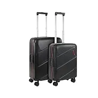 jaslen - set de valises rigides 4 roulettes - valise grande taille, valise soute avion, bagages pour voyages, lot de valises à roulette. fabriquées en pp matériau résistant, noir