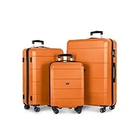 lugg jetset lot de 3 valises de voyage à coque rigide, 50,8 cm, 63,5 cm, solides et légères avec serrure tsa, roues lisses à 360°, poches intérieures – approuvé par les compagnies aériennes, orange,