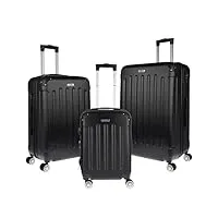 christian wippermann valise rigide 3 pièces - valise rigide - valise de voyage - avec cadenas - 4 roulettes - abs - rigide - poignée télescopique - tailles m-l-xl, noir , 46 x 75 x 30 cm, ensemble de