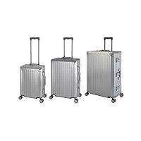 travelhouse tokyo t6035 valise de voyage à roulettes en aluminium différentes tailles et couleurs, argenté, handgepäck, mittlerer und großer koffer xl set, ensemble de valises