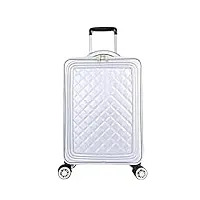 drmee valise à main bagages de voyage, bagages robustes latéraux souples avec 4 valises pour femmes À roulettes bagages cabine (color : white, size : 24in)
