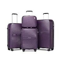 british traveller set de 4 valises, rigide valise de voyage à 4 roulettes et serrure tsa+portable vanity case, 14/20/24/28 pouces (violet)