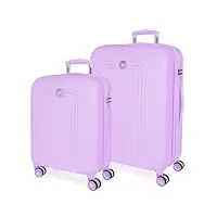 movom riga jeu de valises violet 55/70 cm rigide abs fermeture à combinaison latérale 109l 6,32 kg 4 roues doubles bagage main, violet, jeu de valises