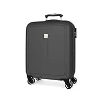 roll road cambodge valise de cabine noire 40 x 55 x 20 cm rigide abs fermeture à combinaison latérale 37 l 2,56 kg 4 roues doubles bagage main, noir, valise cabine