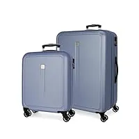 roll road cambodge jeu de valises bleues 55/68 cm rigide abs fermeture à combinaison latérale 93l 6,4 kg 4 roues doubles bagage main, bleu, jeu de valises