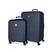 roll road cambodge jeu de valises bleues 55/68 cm rigide abs fermeture à combinaison latérale 93l 6,4 kg 4 roues doubles bagage main, bleu, jeu de valises