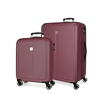 roll road cambodge jeu de valises rouges 55/68 cm rigide abs fermeture à combinaison latérale 93l 6,4 kg 4 roues doubles bagage main, rouge, jeu de valises