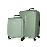 roll road cambodge jeu de valises vertes 55/68 cm rigide abs fermeture à combinaison latérale 93l 6,4 kg 4 roues doubles bagage main, vert, jeu de valises