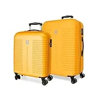roll road india jeu de valises roses 55/70 cm rigide abs fermeture tsa 90,72l 6,36 kg 4 roues doubles bagage main, rose, jeu de valises