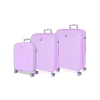 movom riga jeu de valises violet 55/70/80 cm rigide abs fermeture tsa 216l 10,88 kg 4 roues doubles bagage main, violet, jeu de valises