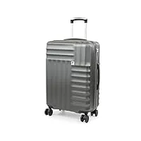 pierre cardin soleil valise – bagage de voyage rigide avec 8 roulettes pivotantes à 360 degrés | serrures tsa et poignée télescopique, gris charbon, m, valise