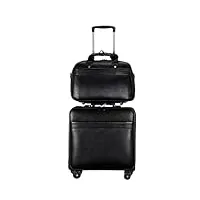 valise cabine ensemble de valises 2 pièces, boîtier de chariot en cuir pu À roue universelle silencieuse, valise d'embarquement valise de voyage (color : black, size : 2piece)