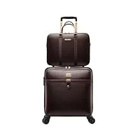 valise cabine sac À roulettes 2 pièces, sac de voyage en cuir artificiel, taille cabine, bagage À main avec roulettes valise de voyage (color : a, size : 20inch)