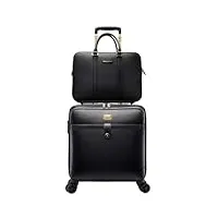 valise cabine sac À roulettes 2 pièces, sac de voyage en cuir artificiel, taille cabine, bagage À main avec roulettes valise de voyage (color : b, size : 20inch)