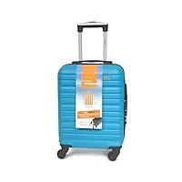 kinston valise cabine bleu 4 roues détachables - bagage à main léger et durable, taille lowcost, roues pivotantes amovibles