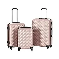 techpo bagages et sacs valises rigides en abs 3 pièces or rose, doré