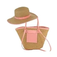 camomilla set cabas de plage femme + chapeau pamela, collection beach, couleur rose