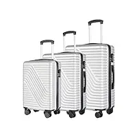 neo lot de 3 valises rigides en abs avec poignée extensible, légère et durable, roues pivotantes à 360°, serrure intégrée, 50,8 cm, 61 cm, 71,1 cm, titane
