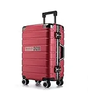 yxzyfpp bagage portable silencieux anti-rayures, roue universelle à double rangée, verrouillage par mot de passe à trois bits, roue de bagage de cabine, bagage de voyage lisse (red)