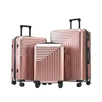 ensemble de bagages exclusif 3 pièces m-l-xl en pvc de haute qualité - durable, léger et élégant, idéal pour un voyage confortable et un transport sécurisé(color:rose)