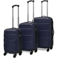 valise vidaxl valise rigide 3 pièces bleu