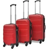 valise vidaxl jeu de valise rigide 3 pièces rouge ensemble valise trolley à coque