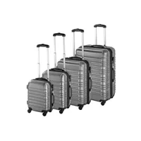 set de 4 valises et plus tectake set de 4 valises trolley - abs - 4 roues pivotantes à 360° - gris