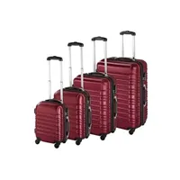 set de 4 valises et plus tectake set de 4 valises trolley - abs - 4 roues pivotantes à 360° - rouge bordeaux