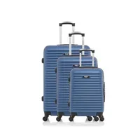 set de 3 valises blue star bluestar - set de 3 abs brazilia 4 roues - marine