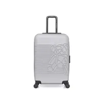 valise lulu castagnette valise weekend abs lulu bear cube-a 4 roues 60 cm - gris