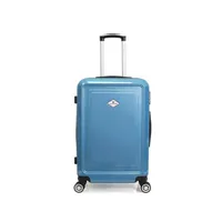valise gerard pasquier - valise weekend abs/ pc dahlia 4 roulettes 65 cm - bleu