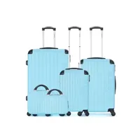 set de 4 valises et plus blue star bluestar - set de 5 abs bucarest-f 4 roues - bleu ciel