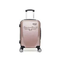 valise american travel - valise cabine abs dc 4 roues 55 cm - rose dore